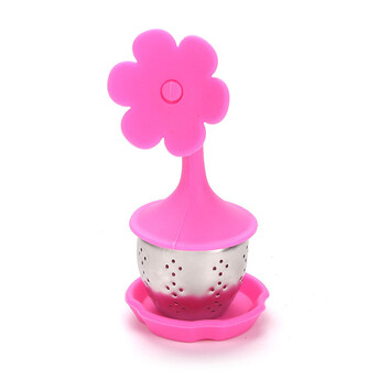 Ситечко для заварки Цветочек 11х4 см подставка 5х1 см 1 шт. Розовый