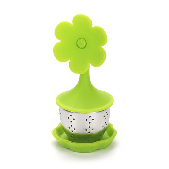 Ситечко для заварки Цветочек 11х4 см подставка 5х1 см 1 шт. Салатовый