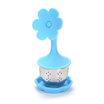 Ситечко для заварки Цветочек 11х4 см подставка 5х1 см 1 шт. Голубой