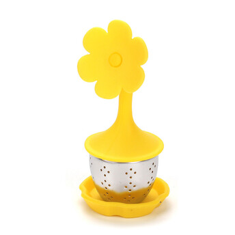 Ситечко для заварки Цветочек 11х4 см подставка 5х1 см 1 шт. Желтый