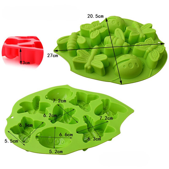 Форма силиконовая Insects 8 яч. 27х20,5х3 см 1 шт. Голубой