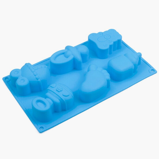 Форма силиконовая Малыш 6 яч. 29,5х17х3,5 см 1 шт. Голубой