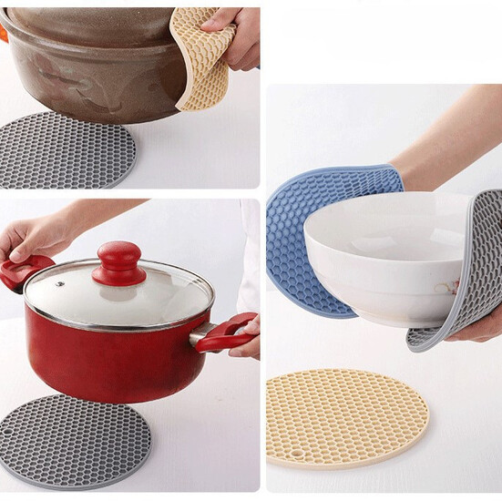 Подставка под горячее Круглая силиконовая 17,5х0,3 см 1 шт. Розовый