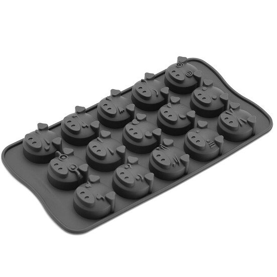 Форма силиконовая Мордочки 15 яч. Bakery 20,5х10,5х1,5 см Ø 3 см 1 шт. Серый