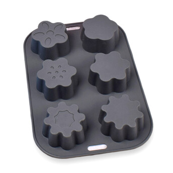 Форма силиконовая Цветы 6 яч. Bakery 25,5х17,5х3,5 см Ø 6,5 см 1 шт. Серый