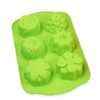 Форма силиконовая Цветы 6 яч. 28,5х17х2,5 см Ø 6,2 см 1 шт. Салатовый
