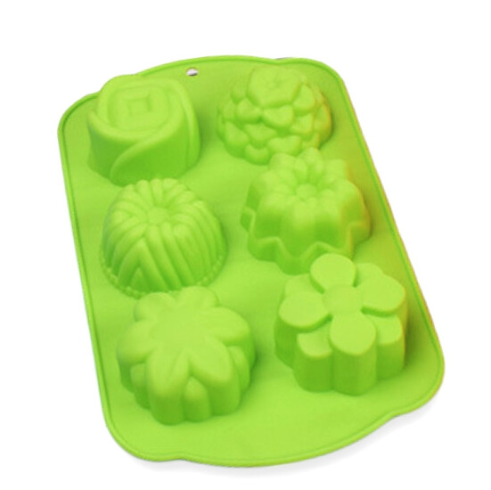 Форма силиконовая Цветы 6 яч. 28,5х17х2,5 см Ø 6,2 см 1 шт. Салатовый