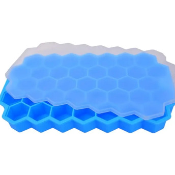 Форма с крышкой Соты 37 яч. силиконовая 20,5х12,5 см Ø 2,5х2,2 см 1 шт. Голубой