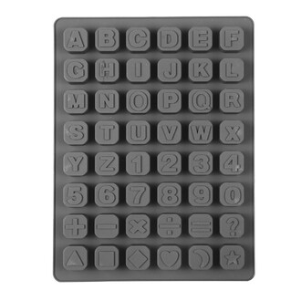 Форма силиконовая Буквы+Символы 48 яч. Bakery 23,5х18 см Ø 2х1,5 см 1 шт. Серый