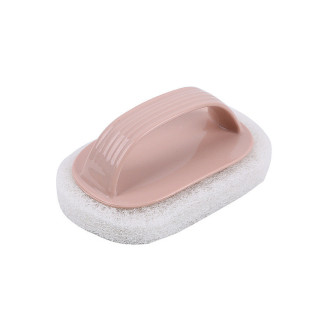 Губка скребок с держателем 14х8х5 см 1 шт. Розовый