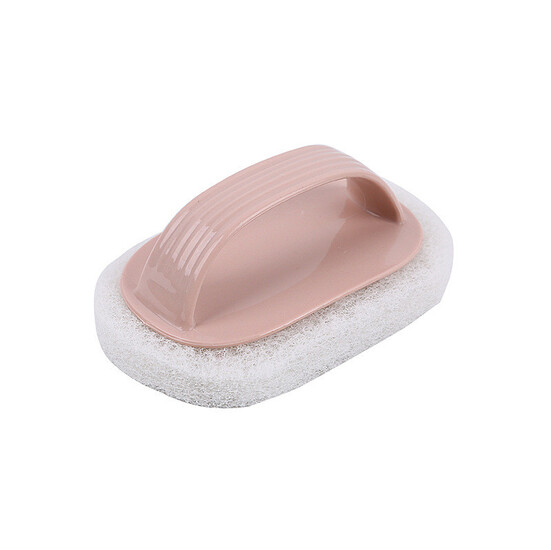 Губка скребок с держателем 14х8х5 см 1 шт. Розовый