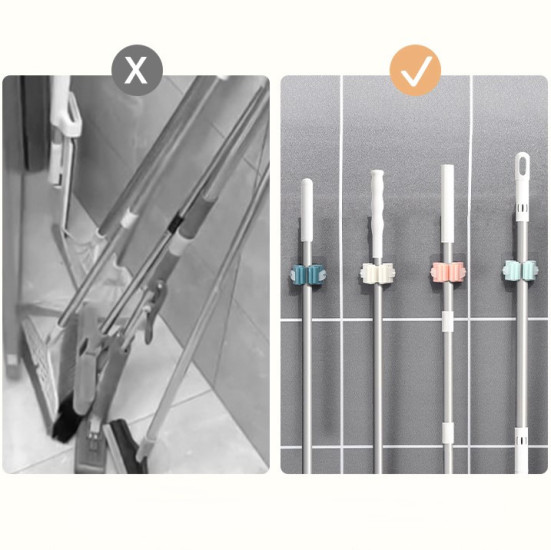 Настенный держатель органайзер для уборочного инвентаря 5,7х5х3 см 1 шт. Серый