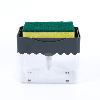 Дозатор для моющего средства с губкой диспенсер 13,5х10,8х8,5 см 1 шт. Серый