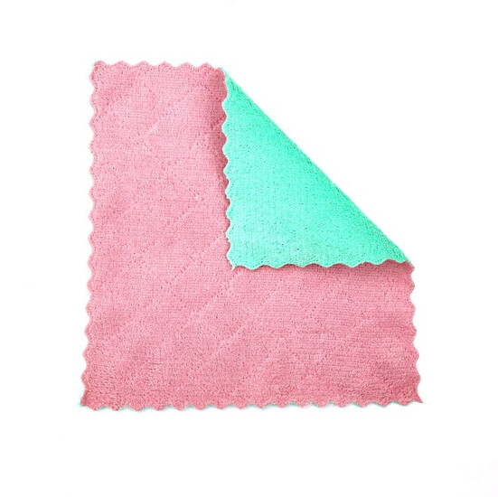 Салфетка из микрофибры двусторонняя 23х23 см 1 шт. Розово-бирюзовая