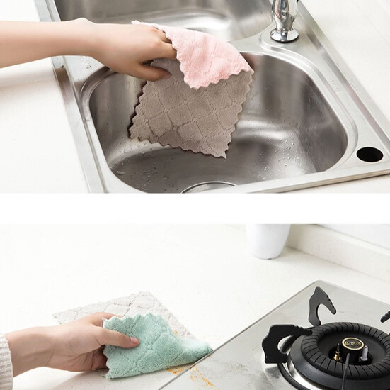 Салфетка из микрофибры двусторонняя 23х23 см 1 шт. Розово-бирюзовая