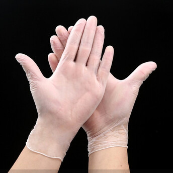 Одноразовые перчатки виниловые без пудры нестерильные L 50 шт. Прозрачный