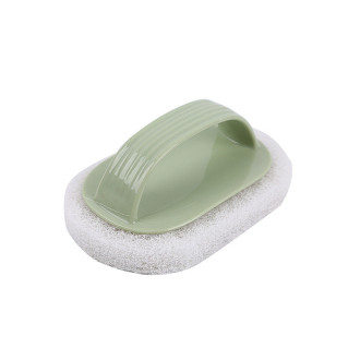 Губка скребок с держателем 14х8х5 см 1 шт. Оливковый