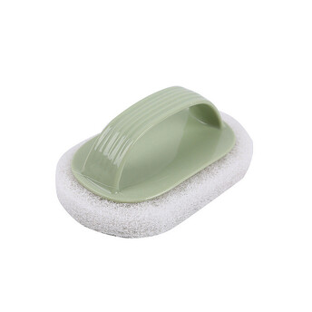 Губка скребок с держателем 14х8х5 см 1 шт. Оливковый