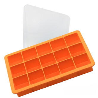 Форма с крышкой Квадратная 15 яч. силиконовая 18,5х11,5 см Ø 3,3х3,5 см 1 шт. Оранжевый