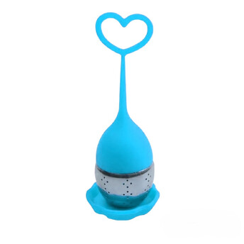 Ситечко для заварки Сердечко 13х4 см подставка 5х1 см 1 шт. Голубой