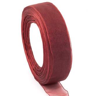 Лента органза 2,5 см Бордовый 1 рулон +-45 м