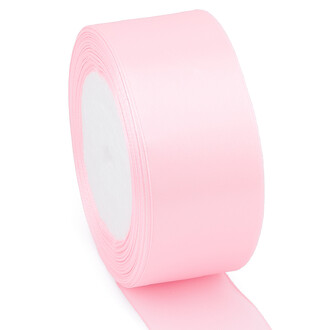 Лента атласная 5 см 1 рулон +-23 м Розовый светлый