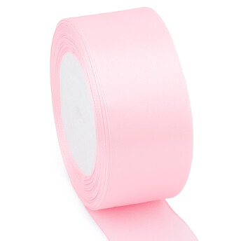Лента атласная 5 см 1 рулон +-23 м Розовый светлый