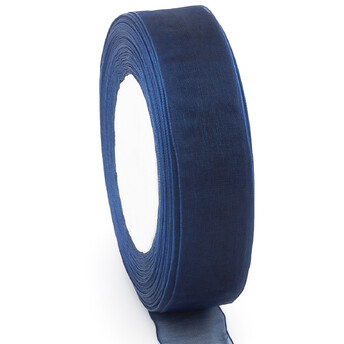 Лента органза 4 см 1 рулон +-45 м Синий темный