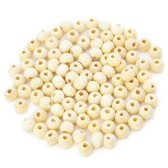 Бусины деревянные +-100 шт. 8 мм отверстие 2,5 мм Натуральный