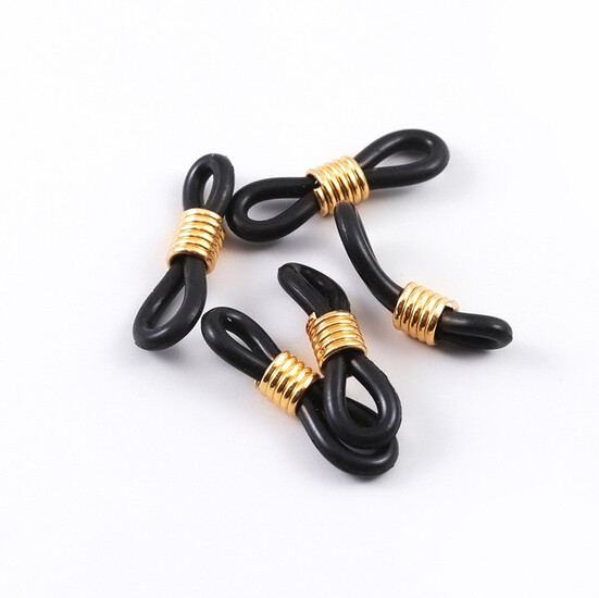 Коннектор для очков 20х4,5 мм +-30 шт. Черный силикон золото