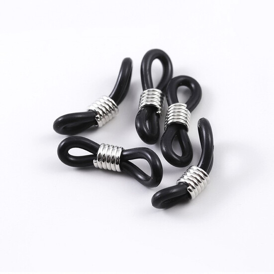 Коннектор для очков 20х4,5 мм +-30 шт. Черный силикон Платина