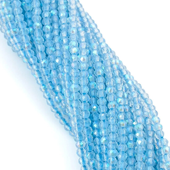 Бусины Шпинель огранка круглая 2 мм Ø 0,5 мм +-200 шт. нить 37 см АВ Голубой светлый 46