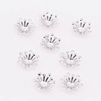 Обниматель для бусин Цветок 14 мм 20 шт. Серебристый