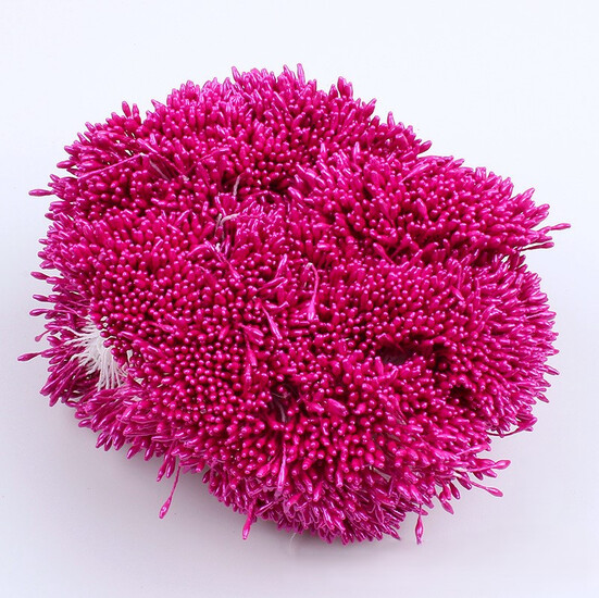 Тычинки двойные перламутровые 6х0,1 см +-360 шт. Розовый яркий