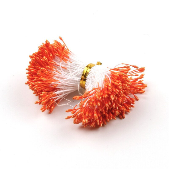 Тычинки двойные перламутровые 6х0,1 см +-360 шт. Оранжевый