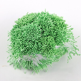 Тычинки двойные перламутровые 6х0,1 см +-360 шт. Зеленый