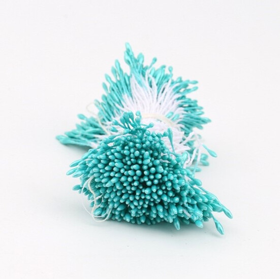 Тычинки двойные перламутровые 6х0,1 см +-360 шт. Бирюзовый