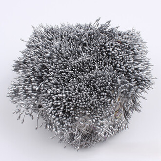 Тычинки двойные перламутровые 6х0,1 см +-360 шт. Серебристый