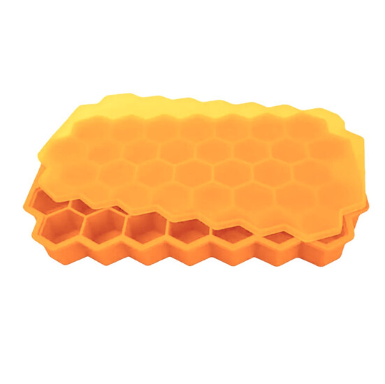 Форма с крышкой Соты 37 яч. силиконовая 20,5х12,5 см Ø 2,5х2,2 см 1 шт. Оранжевый