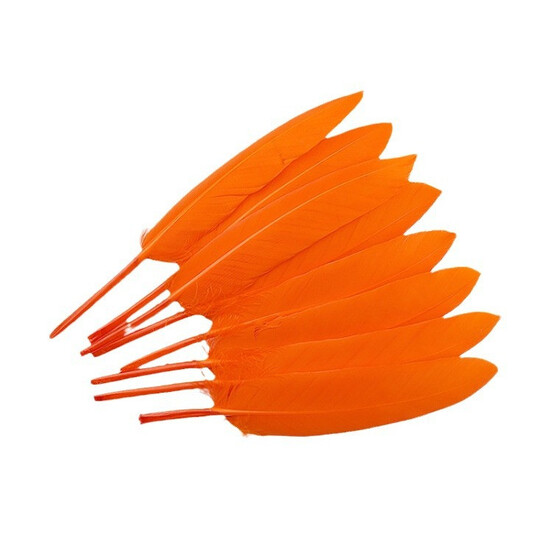 Перья куриные 10-15 см 25 шт. Оранжевый_ПДД 048О