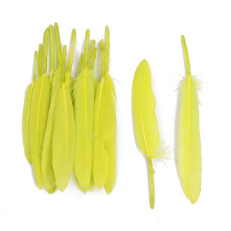 Перья куриные 10-15 см 25 шт. Желтый_ПДД 048Ж