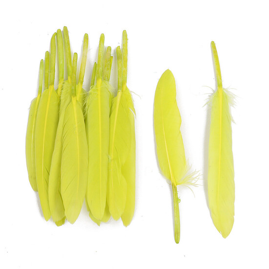 Перья куриные 10-15 см 25 шт. Желтый_ПДД 048Ж