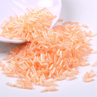 Бисер стеклярус блестящий 2х6 мм 50 г Оранжевый неон