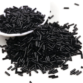 Бисер стеклярус блестящий 2х6 мм 50 г Черный