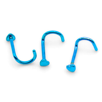 Серьга для пирсинга Нострил сердце нержавеющая сталь 2,5х7х0,8 мм 1 шт. Синий