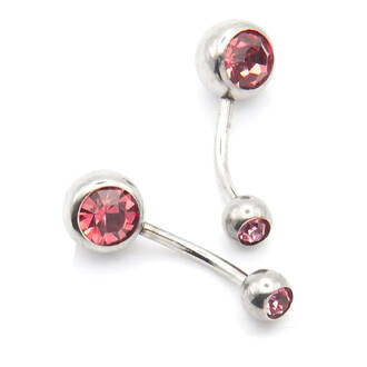 Серьга для пирсинга Банан стразы нержавеющая сталь 12х5/8х1,5 мм 1 шт. Водно -красный