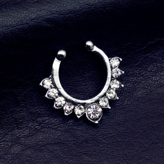 Септум обманка №22 серьга для пирсинга 11 страз 18х19 мм Ø 10 мм 1 шт. Платина