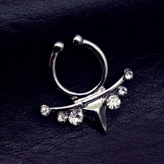 Септум обманка №2 серьга для пирсинга 6 страз 17х17 мм Ø 7,5 мм 1 шт. Платина