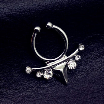 Септум обманка №2 серьга для пирсинга 6 страз 17х17 мм Ø 7,5 мм 1 шт. Платина