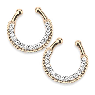 Септум обманка №8 серьга для пирсинга 15 страз 17х17 мм Ø 11 мм 1 шт. Золото